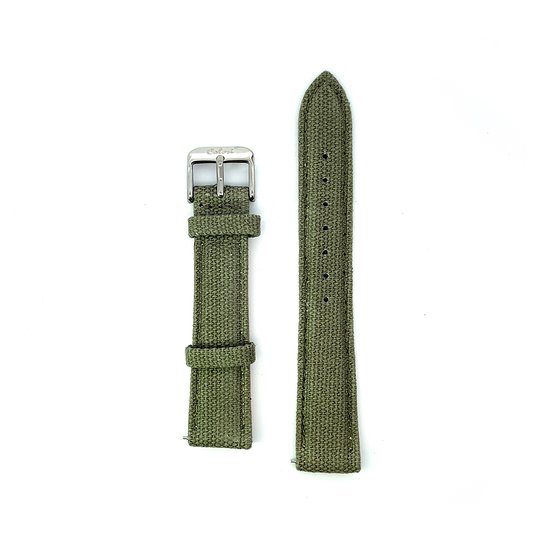 Colori 5-DS002 Bracelet de montre Denim 18mm - Longueur totale 20cm - Jeans - Intérieur Cuir - Vert