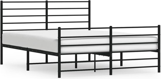 vidaXL-Bedframe-met-hoofd--en-voeteneinde-metaal-zwart-140x200-cm