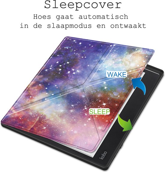 Hoes Geschikt voor Kobo Elipsa 2E Hoesje Bookcase Cover Hoes Trifold - Hoesje Geschikt voor Kobo Elipsa 2E Hoes Cover Case - Galaxy van Merkloos — afbeelding 5