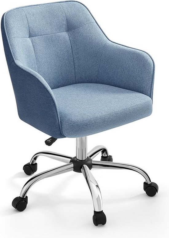 Bureaustoel - Computerstoel - Gewatteerde zitting - Met wielen - Blauw