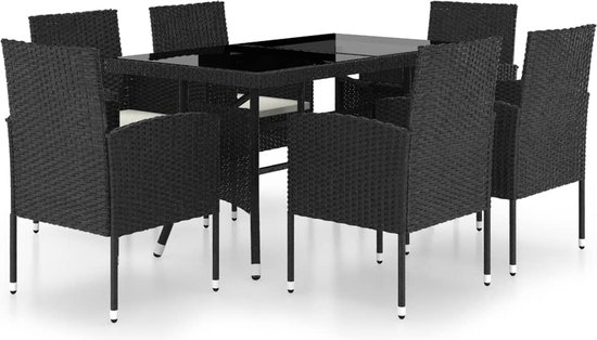 vidaXL-7-delige-Tuinset-poly-rattan-zwart