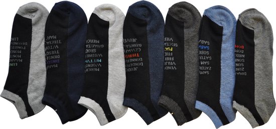 Chaussettes baskets Multipack pour hommes - bas pour hommes taille 40-46 - 7 paires de socquettes - Multicolore avec jours de la semaine - Seven
