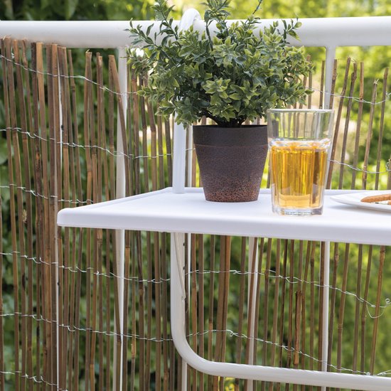 Livn Balkontafel Vierkant Wit - 40x52 cm - In hoogte verstelbaar - Eenvoudig bevestigen aan de railing van Livn — afbeelding 4