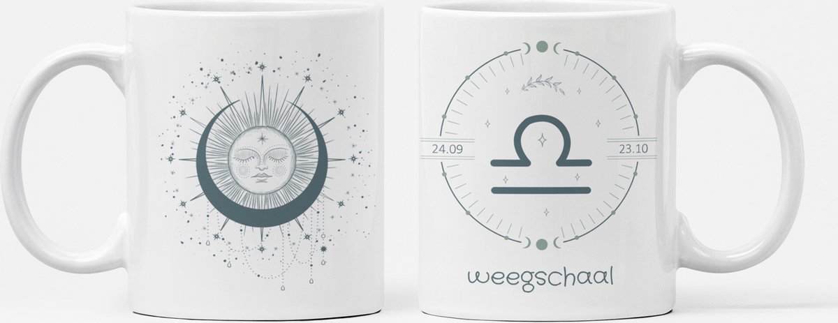 Koffiemok zon weegschaal, mok , beker voor thee of koffie, cadeau voor vriendin
