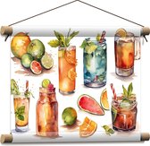 Textielposter - Verschillende Getekende Cocktails - 40x30 cm Foto op Textiel