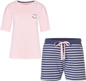By Louise Dames Korte Pyjama Set Shortama + Top Roze - Maat M