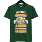 Buy This Groom A Beer | Vrijgezellenfeest Cadeau Man - Groom To Be Bachelor Party - Grappig Bruiloft En Bruidegom Bier shirt - T-Shirt - Unisex - Bottle Green - Maat 4XL