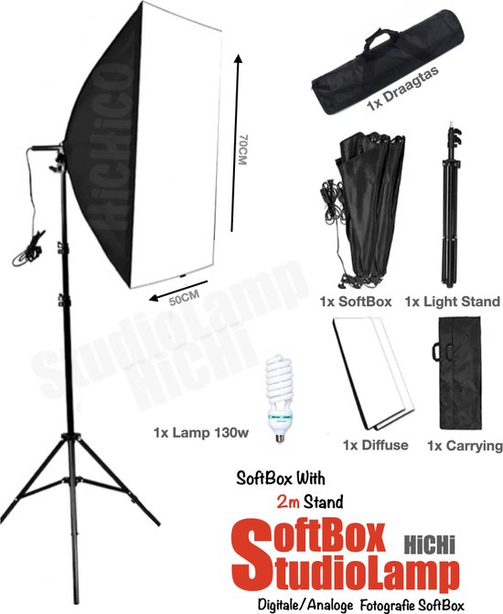 HiCHi® Softbox Studiolamp met Draagtas– Studioflitser continu fotostudio-apparatuur - Softboxen Fotografie Foto Studio Verlichting Kit,,,,, 1PCS
