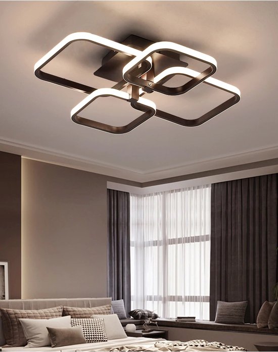 LuxiLamps - 4 Head Plafondlamp - Koud Wit - LED - Zwart - Woonkamerlamp - Moderne lamp - Plafoniere