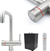 Bol.com Watura - Exclusief met 3 jaar garantie - 4 in 1 - Koud warm gefilterd & kokend water kraan - RVS (model U) - Boiler & fi... aanbieding