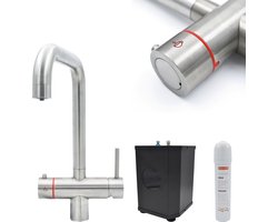 Watura - Exclusief met 3 jaar garantie - 4 in 1 - Koud, warm, gefilterd & kokend water kraan - RVS (model U) - Boiler & filter - 360° draaibaar - Energiebesparend - 30 dagen bedenktijd - Beperkte voorraad!