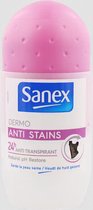 Sanex Anti Stains deoroller 55 ml - pH Balance Dermo - Deodorantroller Anti-transpirant 0% alcohol - Anti-vlekken