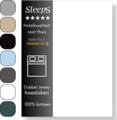 Sleeps Luxe Dubbel Jersey Hoeslaken Wit - 90 x 220 cm - 100% Hoogwaardige Katoen - Hoge Hoek - Perfecte pasvorm