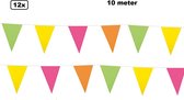 12x Vlaggenlijn multi 10 meter - Kleur - vlaglijn festival feest party verjaardag thema feest kleur