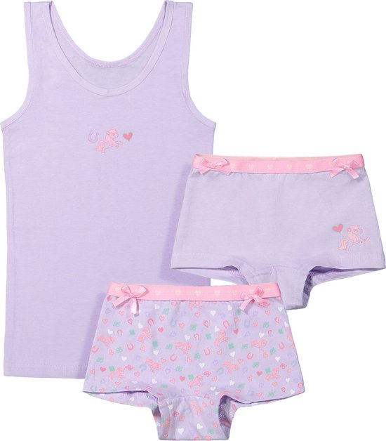 Funderwear meisjes setje - Horse - Katoenen Kinderondergoed - 98 - Lila