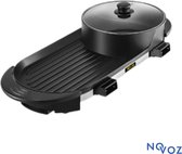 Bol.com Novoz Hotpot Electrisch - Hotpot Pan - Hotpot - Stomer - Slowcooker - Grillplaat - Stoompan - Bbq - Zwart aanbieding
