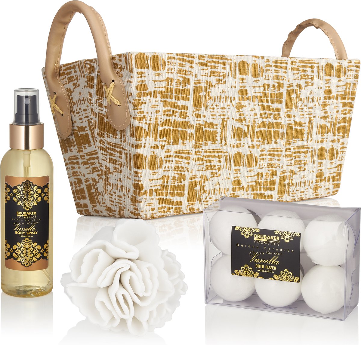 BRUBAKER Cosmetics Bad en Body Set - Vanille Mint Geur - Cadeautip Vrouw - Cadeau Idee - 14-delige Cadeauset in mand - Cadeau - Bodylotion - douchegel - Moederdag Cadeautje — cadeau in Verzorging - foto 5