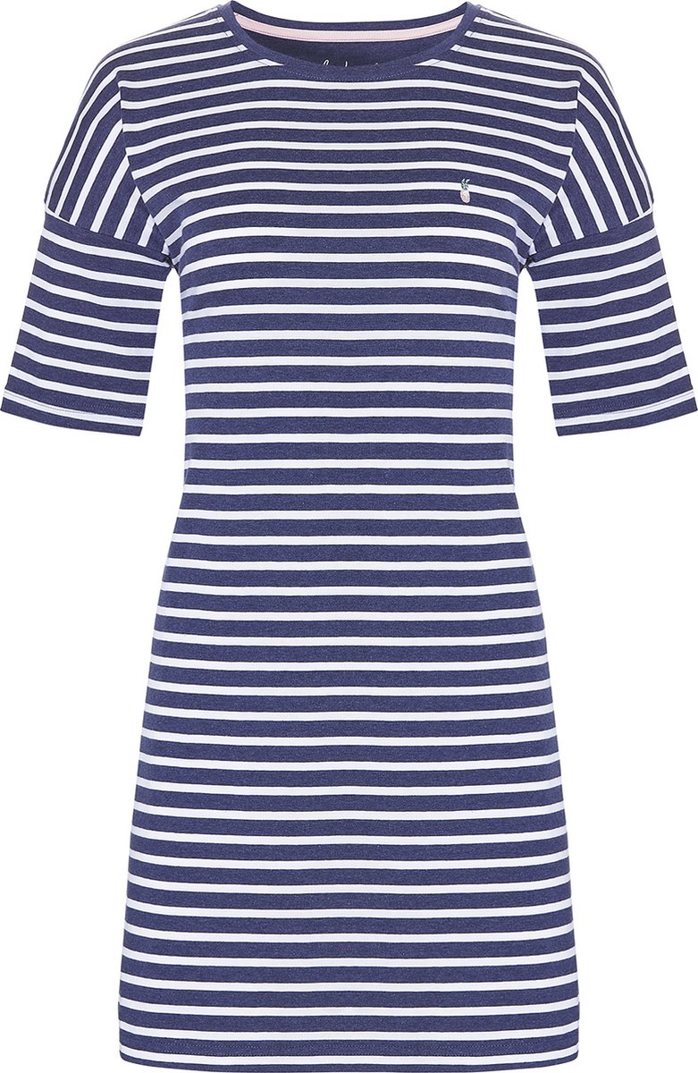 By Louise Dames Nachthemd Korte Mouwen Navy Blauw Gestreept | big shirt | slaaphemd