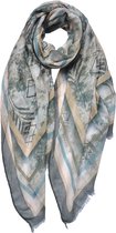 Juleeze Sjaal Dames Print 70x180 cm Grijs Groen Shawl Dames