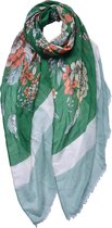 Juleeze Sjaal Dames Print 85x180 cm Groen Bloemen Shawl Dames