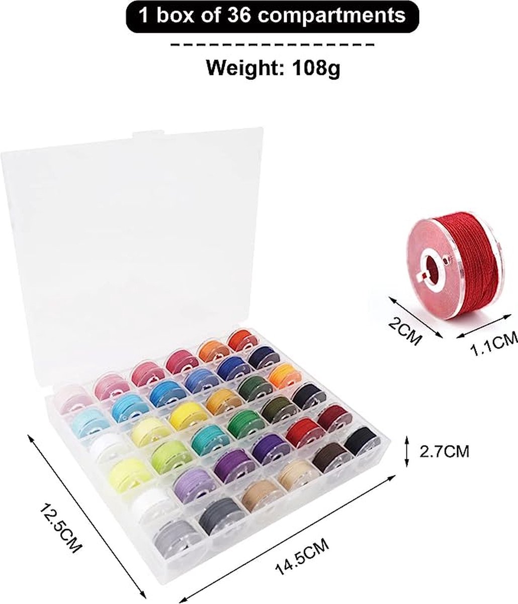 Kit Fil à Coudre 36 Couleurs - 400 Yards Par Bobine, Pour Machine à Coudre Et Surjeteuse - Qualité Supérieure, Projets Couture Vêtements, Maison, DIY - Avec 36 Bobines Assorties