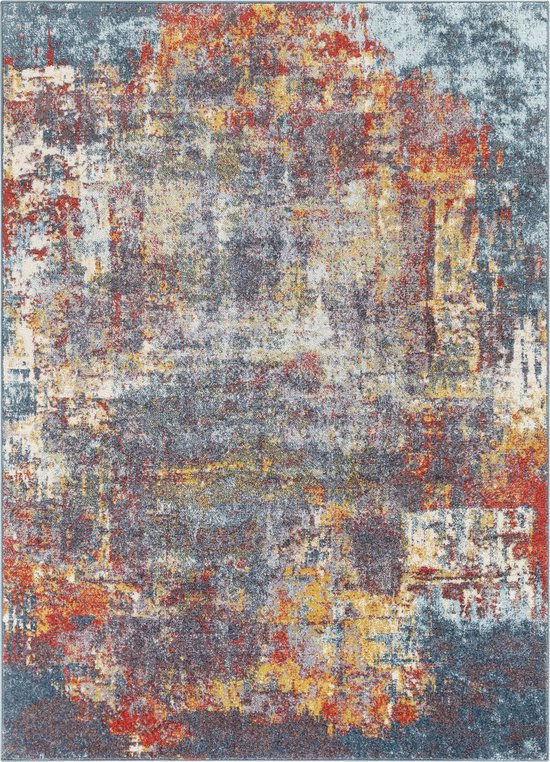 SURYA Tapis - Salon, Chambre - Tapis Moderne Abstrait VALERIE - Multicolore/ Blauw - 200x275 cm