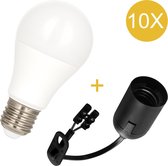 10 stuks Verhuisfitting E27 met 15cm kabel en LED lamp E27 10W 4000K 830lm