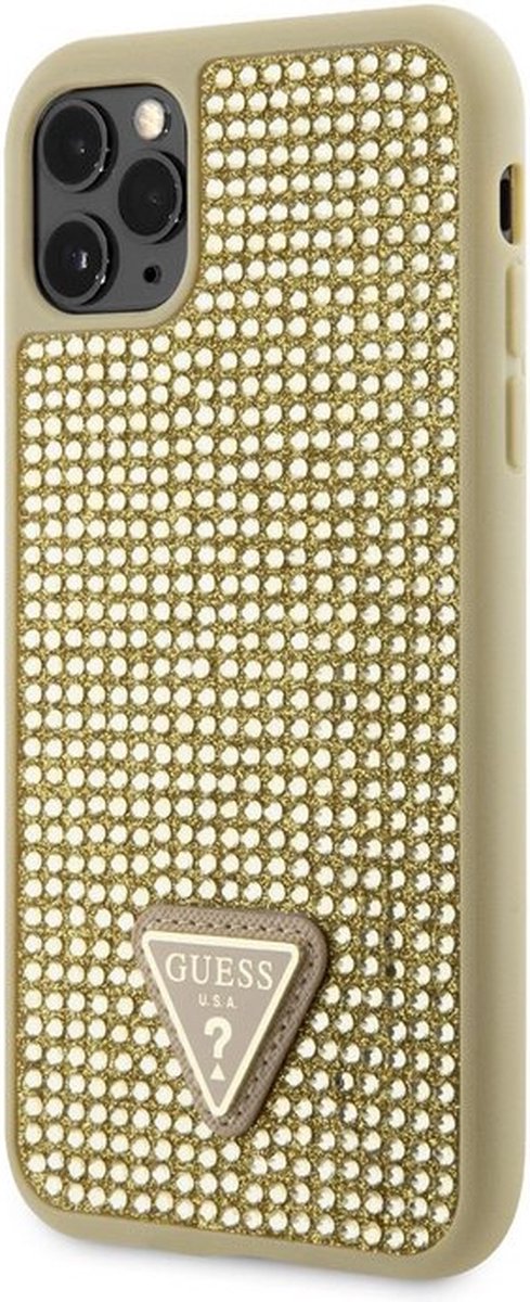 Guess Rhinestones Triangle Logo Back Cover - Apple iPhone 11 Pro Max (6.5") - Goud