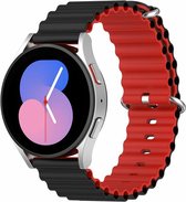By Qubix Ocean Style bandje 22mm - Zwart - rood - Geschikt voor Samsung Galaxy Watch 3 (45mm) - Galaxy Watch 46mm - Gear S3 Classic & Frontier