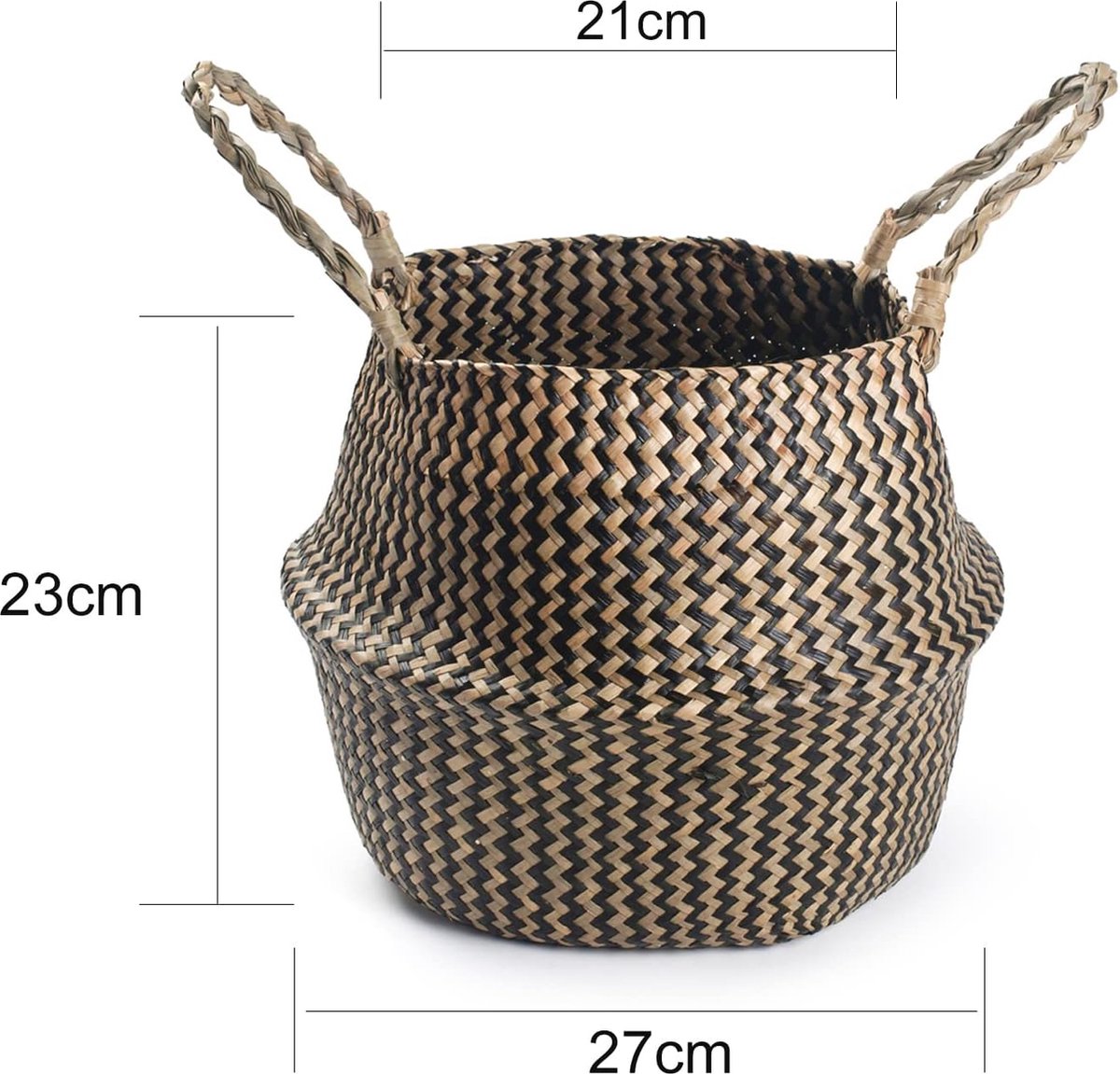 Petit Panier de Rangement Bohème, Cache-pot en Jonc de Mer Coquillages