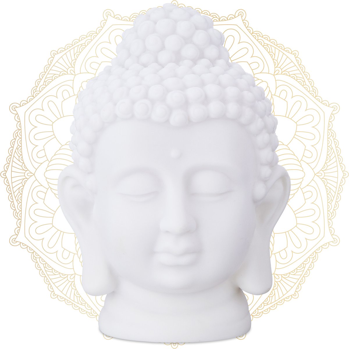 Relaxdays Boeddha beeld XL, goudkleurig, zittend, spirituele tuindecoratie, weervast, HBD: 70 x 45 x 35 cm, goud