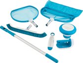 NATERIAL - Accessoires de piscine - Kit de nettoyage de piscine 7 pièces - 2 filets - 2 brosses - 1 tige télescopique - 1 thermomètre - 1 flotteur doseur - Set pour l'entretien de la piscine et des piscines