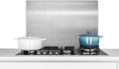 Spatscherm keuken 60x40 cm - Kookplaat achterwand Metaal print - Zilver - Grijs - Muurbeschermer - Spatwand fornuis - Hoogwaardig aluminium
