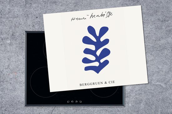 KitchenYeah® Inductie beschermer 65x52 cm - Abstract - Blauw - Kunst - Matisse - Kookplaataccessoires - Afdekplaat voor kookplaat - Inductiebeschermer - Inductiemat - Inductieplaat mat