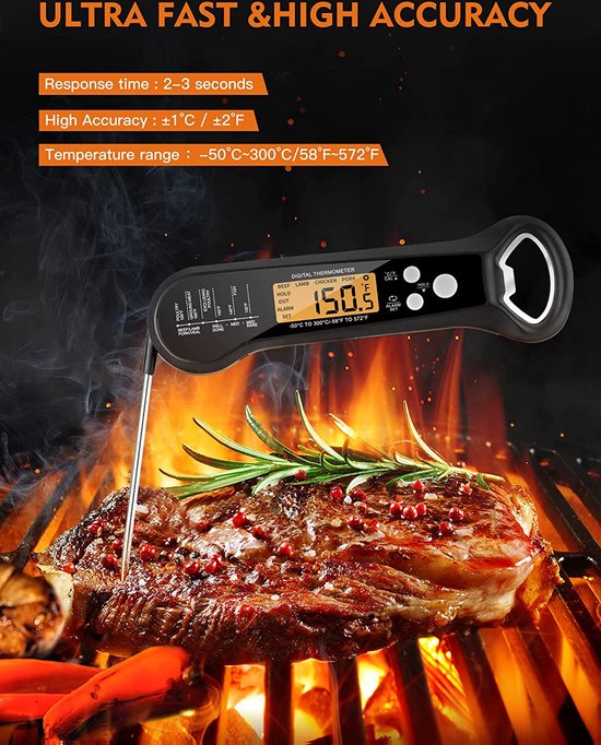 Thermomètre à Viande Numérique, Thermomètre à Viande De 5,2 Pouces Pour  Aliments Pour Barbecue Pour Température De L'eau 