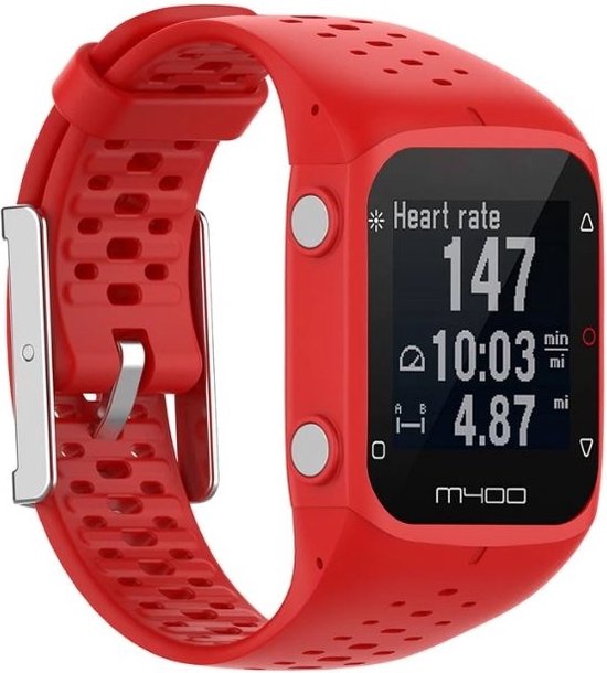 Siliconen bandje geschikt voor Polar M400 / M430 - Horlogeband - Polsband - Rood