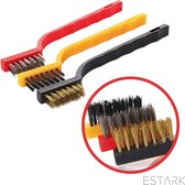 ESTARK® Premium Staalborstelset 3 Delig - Mini Staalborstels - Roest Verwijderen - Staalborstel Set - Schoonmaak Borstel Borstels - Staalborstels (3)