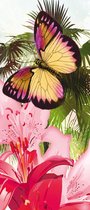 Butterflies Palms Flowers Lilies Colours Photo Wallcovering