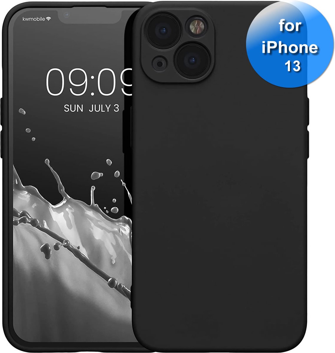 Hoesje geschikt voor de iPhone 13 - Siliconen - Met Lensbescherming - Zwart