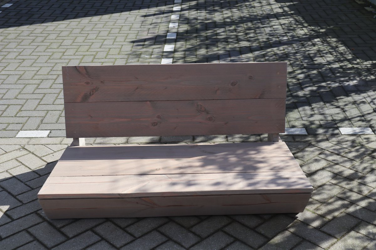 Bankje “Sauna” van Grijs Douglas hout 120cm – relax bank – Loungebank – Lage zetel – 2 persoons – Dim grey