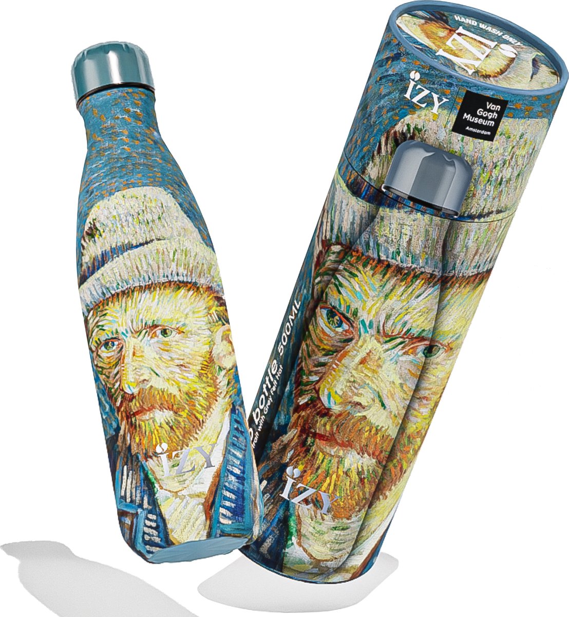 IZY Drinkfles - Van Gogh - Zelfportret - Inclusief donatie - Waterfles - Thermosbeker - RVS - 12 uur lang warm - 500 ml