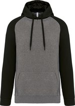 Tweekleurige hoodie met capuchon 'Proact' Grey Heather/Black - XL