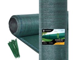 Springos Zichtbreeknet - Zichtdoek - Privacynet - Schaduwdoek - Rol 1,5 x 10 m - 63 % Schaduw - 65g/m² - Groen