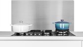 Spatscherm keuken 100x50 cm - Kookplaat achterwand Metaal print - Zilver - Lijn - Grijs - Structuur - Muurbeschermer - Spatwand fornuis - Hoogwaardig aluminium
