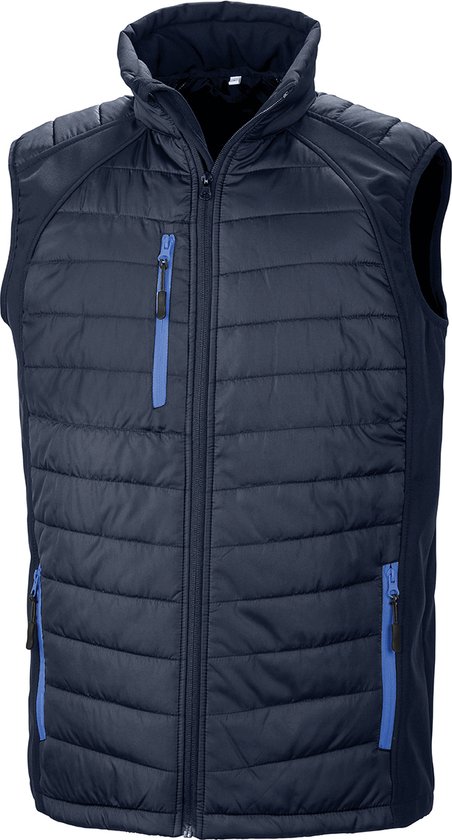 Black Compass gewatteerde softshell bodywarmer 'Result' Navy/Royal - 3XL