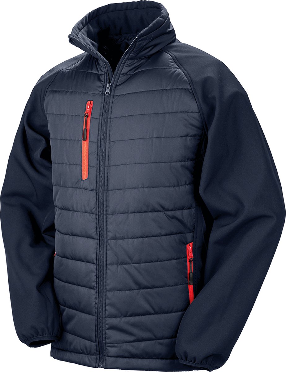 Black Compass gewatteerde softshelljas heren 'Result' Navy/Red - S