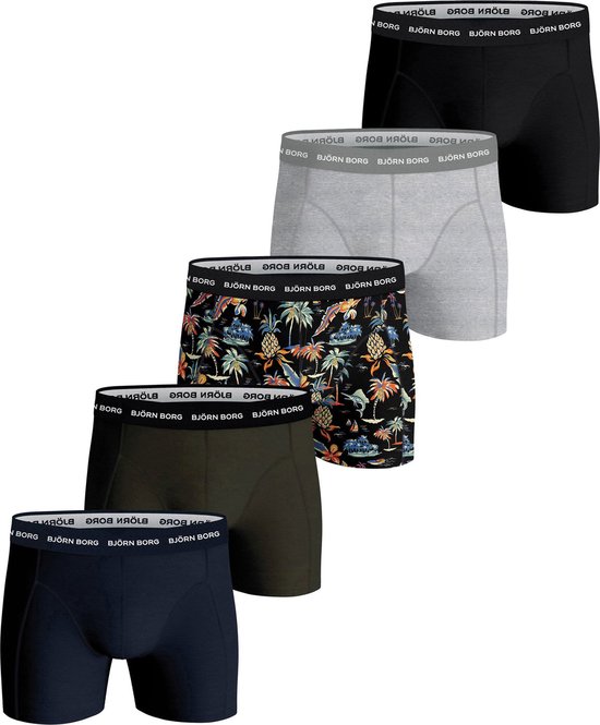 Boxers Björn Borg Cotton Stretch - boxers homme longueur normale (pack de 5) - multicolore - Taille : M