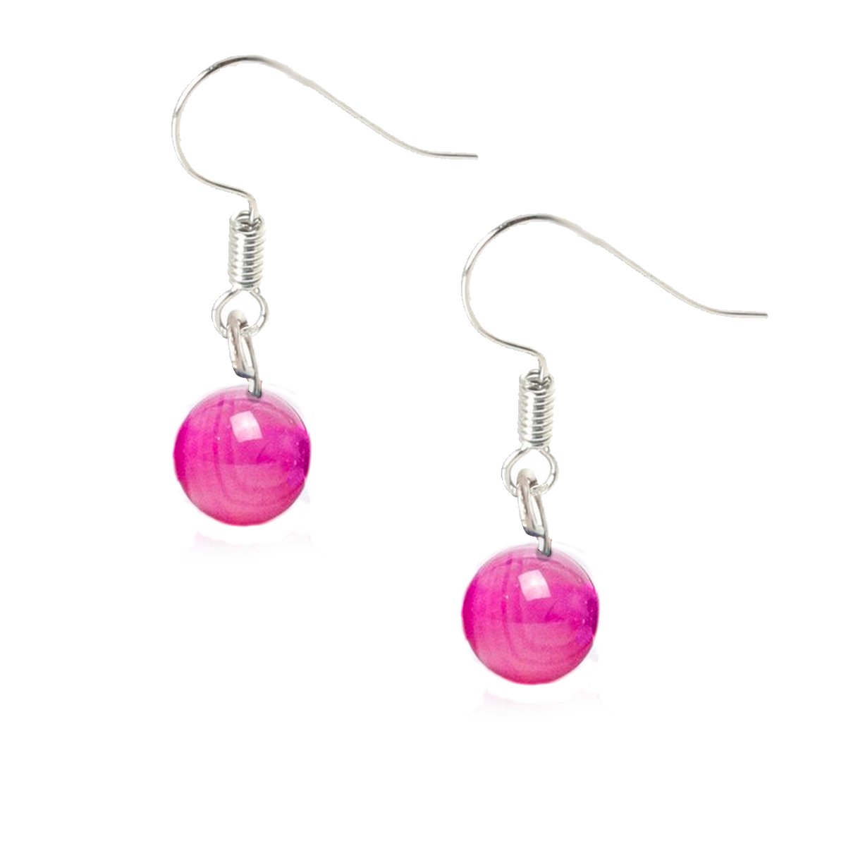Bixorp Gems Roze Botswana Agaat Oorbellen - Edelsteen Kralen Oorhangers - Cadeau voor Meisjes & Vrouwen