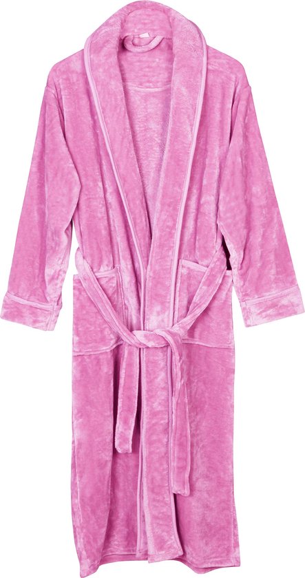 Badjas fleece maat - XL - kleur - roze