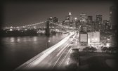 New York City Brooklyn Bridge Lights Photo Wallcovering